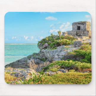 View Of Tulum Ruins, God Of Winds Temple, Mexico Mouse Mat