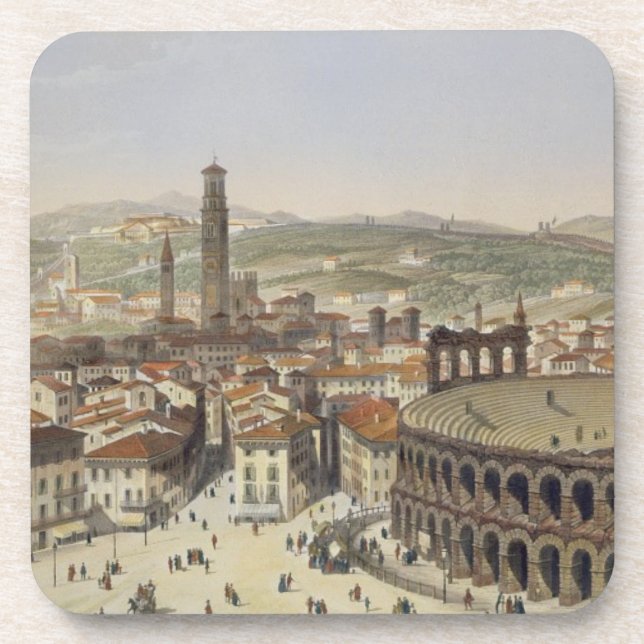 View of Verona, engraved by L. Cherbuin (colour en Coaster (Front)