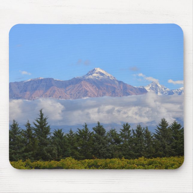View Of Vineyard With Mountain On Background Mouse Mat (Front)