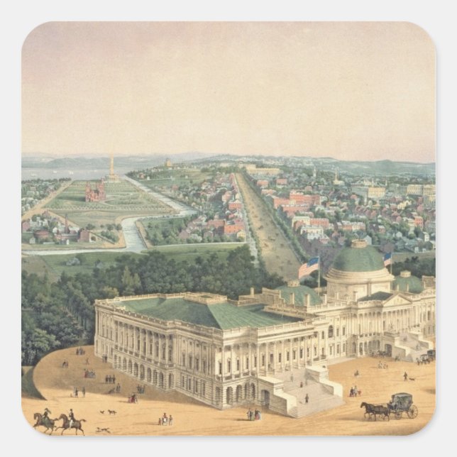 View of Washington, pub. by E. Sachse & Co., 1852 Square Sticker (Front)
