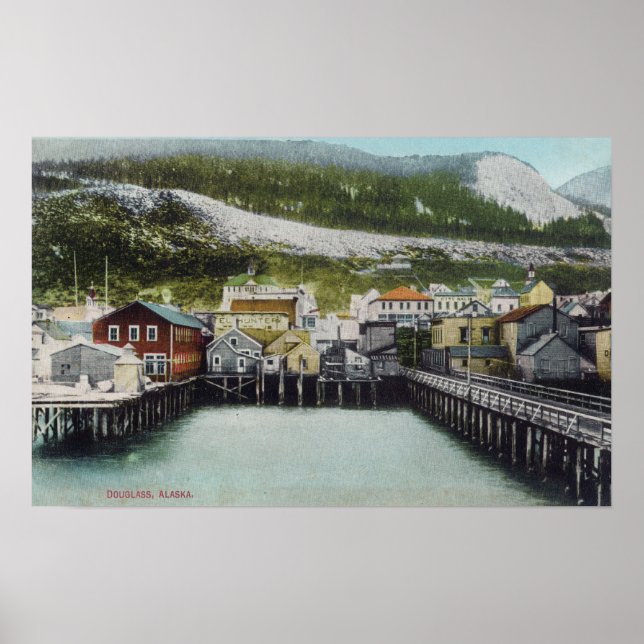 View of Waterfront & TownDouglass, AK Poster (Front)