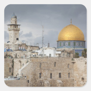 View of Western Wall Plaza, late afternoon Square Sticker