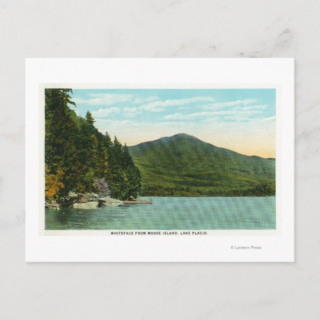 View of Whiteface Mountain from Moose Island Postcard (Front)