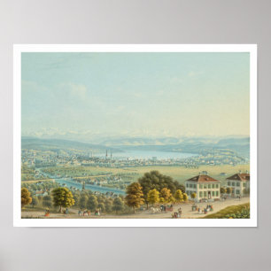 View of Zurich, c.1840 (w/c) Poster