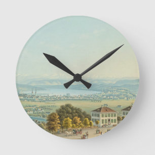 View of Zurich, c.1840 (w/c) Round Clock