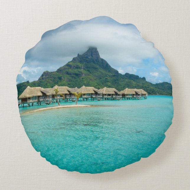 View on Bora Bora island round pillow (Back)
