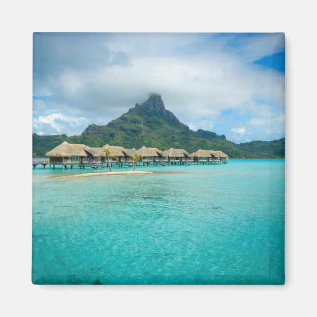 View on Bora Bora island square magnet (Front)