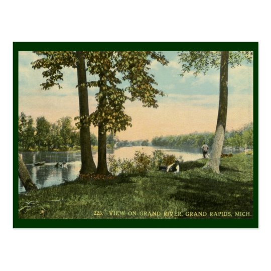 View on Grand River, Grand Rapids, MI Vintage Postcard