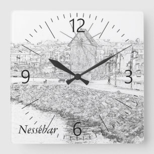View on Old Town of Nessebar Square Wall Clock