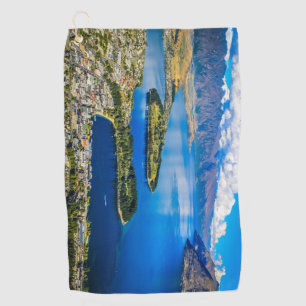 View on Queenstown from Bob's Peak, New Zealand Golf Towel