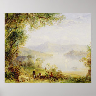 View on the Hudson River, c.1840-45 (oil on panel) Poster