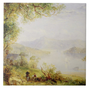 View on the Hudson River, c.1840-45 (oil on panel) Tile
