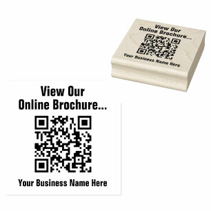 View Online Brochure via QR Code Rubber Stamp