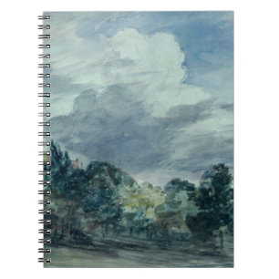 View over a wide landscape, with trees in the fore notebook