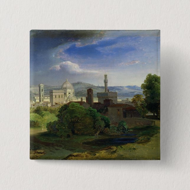 View over Florence, c.1829 15 Cm Square Badge (Front)