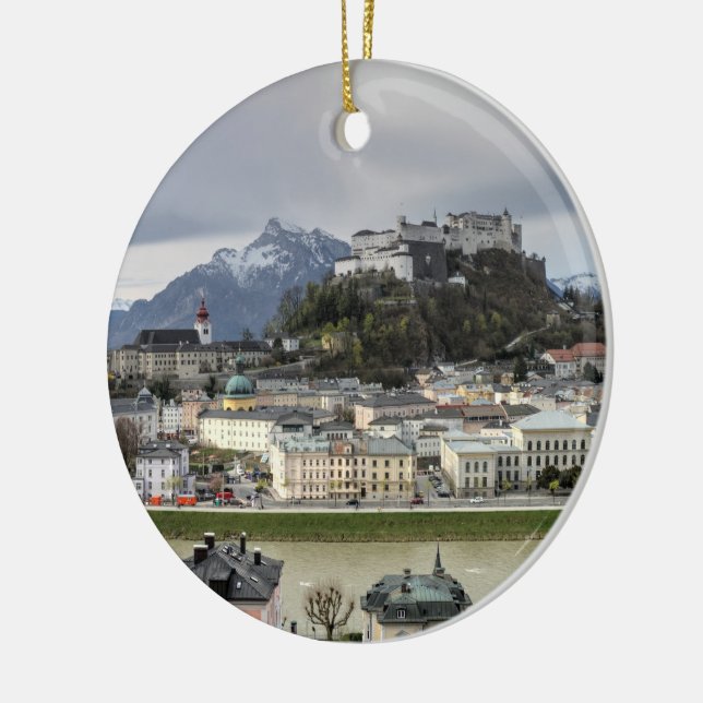 View Over Salzburg Austria Ceramic Tree Decoration (Left)