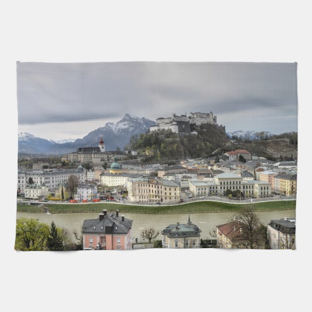 View Over Salzburg Austria Tea Towel (Horizontal)