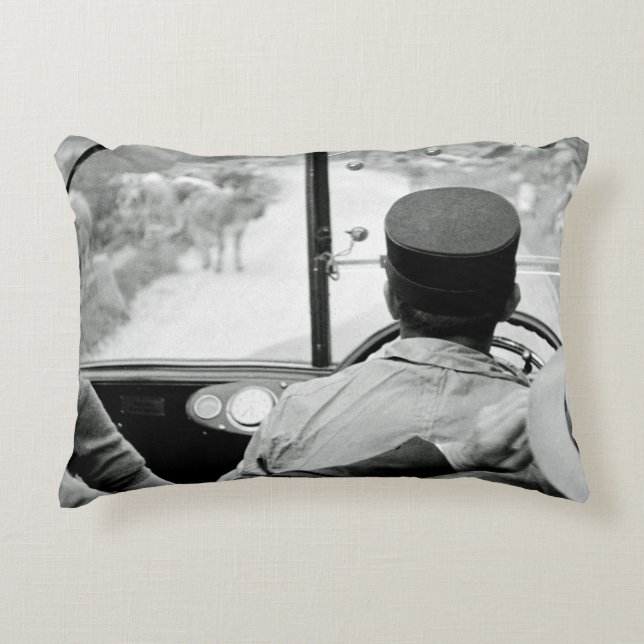View Through French Bus Window 1939 France Decorative Cushion (Front)