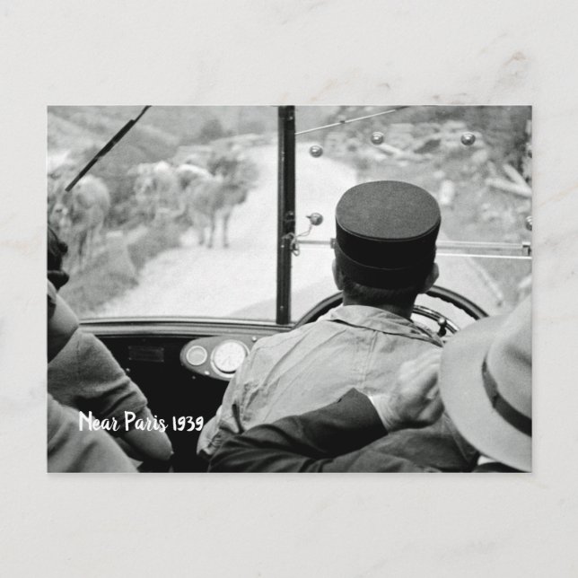 View Through French Bus Window 1939 France Postcard (Front)
