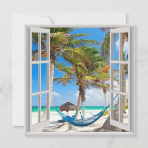 View through the windows on a tropical beach