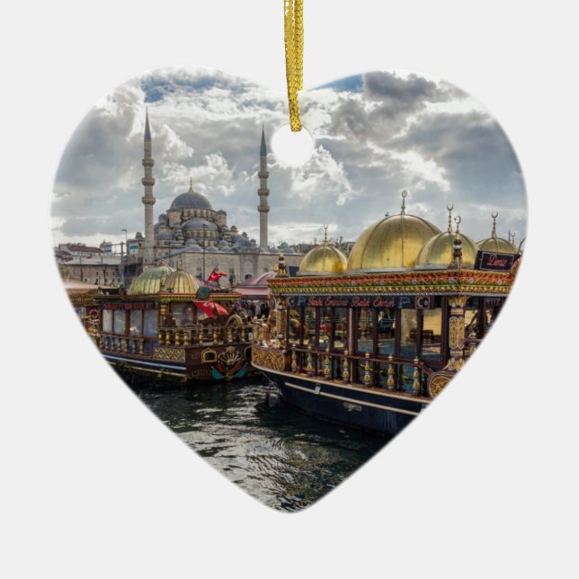 View to Istanbul (Turkey) Ceramic Tree Decoration (Front)