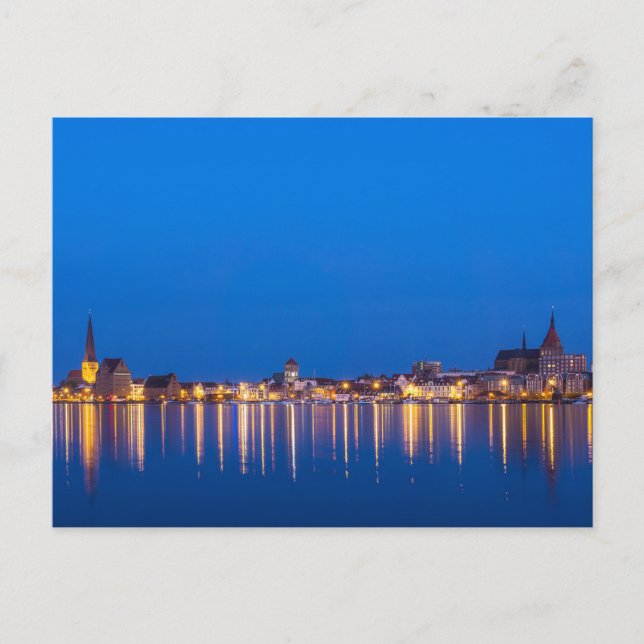 View to the city Rostock in Germany at night Postcard (Front)