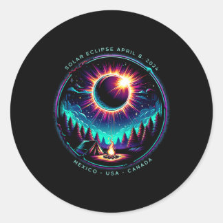 View Totality April 8 2024 Astronomy Camping Solar Classic Round Sticker