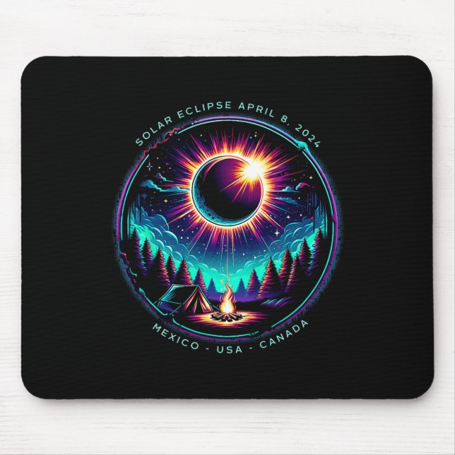 View Totality April 8 2024 Astronomy Camping Solar Mouse Mat (Front)