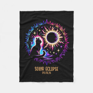 View Totality April 8 2024 Astronomy Cat Lover Sol Fleece Blanket