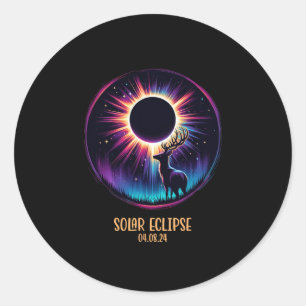 View Totality April 8 2024 Astronomy Deer Hunt Sol Classic Round Sticker