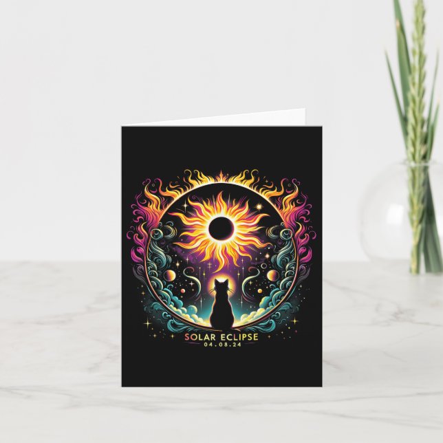 View Totality April 8 2024 Solar Eclipse Cat Lover Card (Front)
