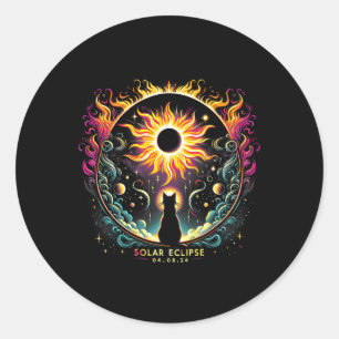 View Totality April 8 2024 Solar Eclipse Cat Lover Classic Round Sticker