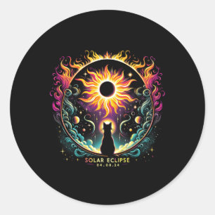 View Totality April 8 2024 Solar Eclipse Cat Lover Classic Round Sticker