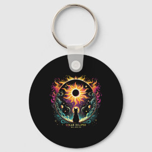 View Totality April 8 2024 Solar Eclipse Cat Lover Key Ring