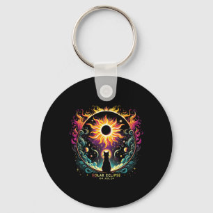 View Totality April 8 2024 Solar Eclipse Cat Lover Key Ring