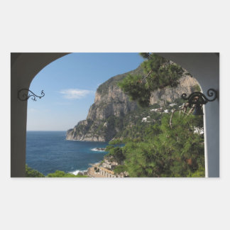 View towards the cliffs on Capri island Rectangular Sticker