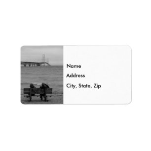 Viewing Mackinac Bridge Grayscale Address Label