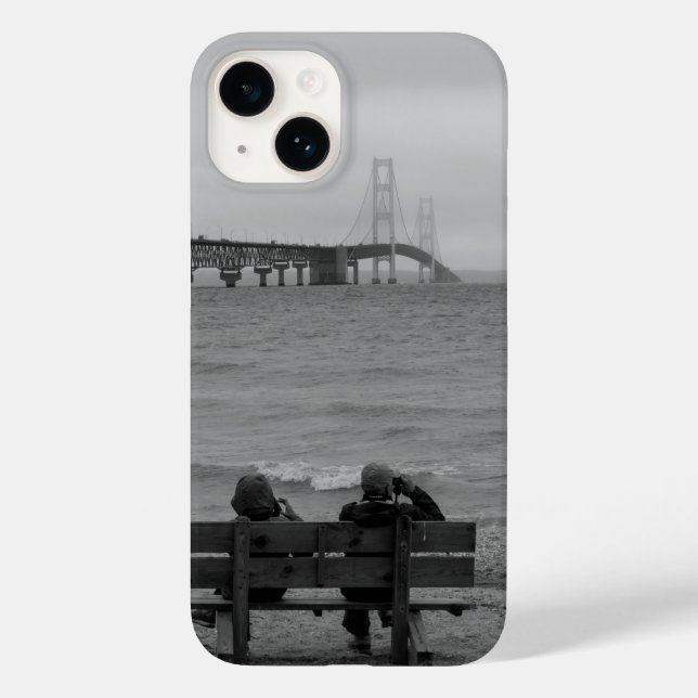 Viewing Mackinac Bridge Grayscale Case-Mate iPhone Case (Back)