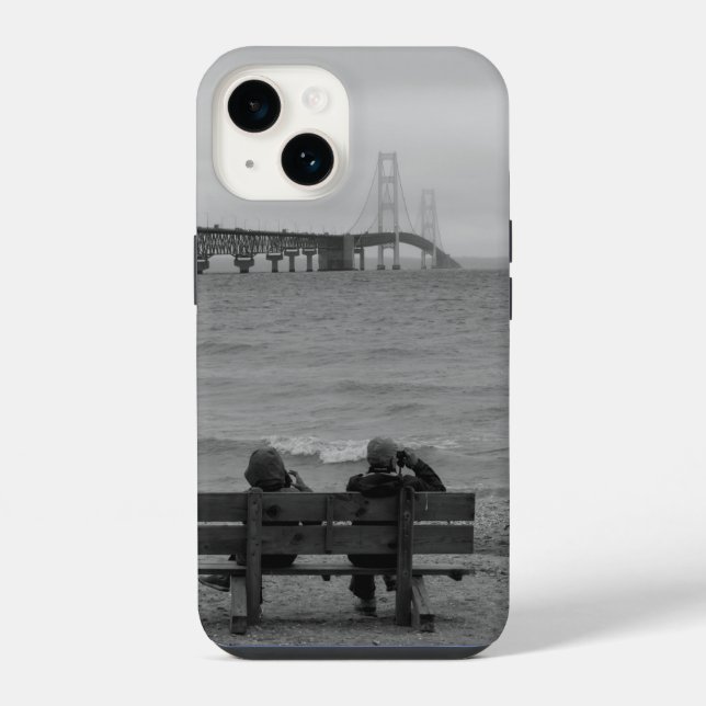 Viewing Mackinac Bridge Grayscale Case-Mate iPhone Case (Back)