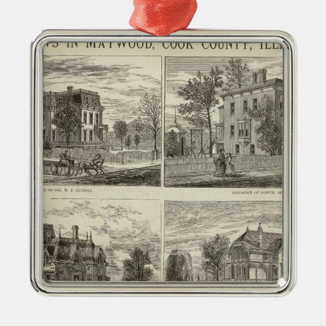 Views in Maywood, Cook County, Illinois Metal Tree Decoration (Front)