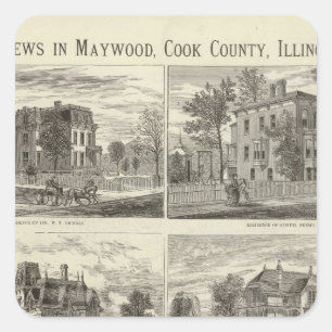 Views in Maywood, Cook County, Illinois Square Sticker