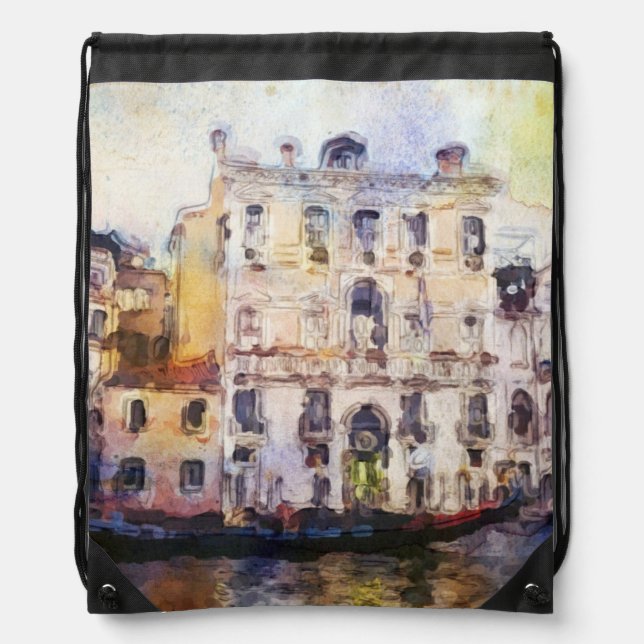 Views od Venice made in artistic watercolor Drawstring Bag (Front)