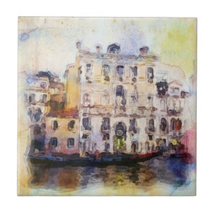 Views od Venice made in artistic watercolor Tile