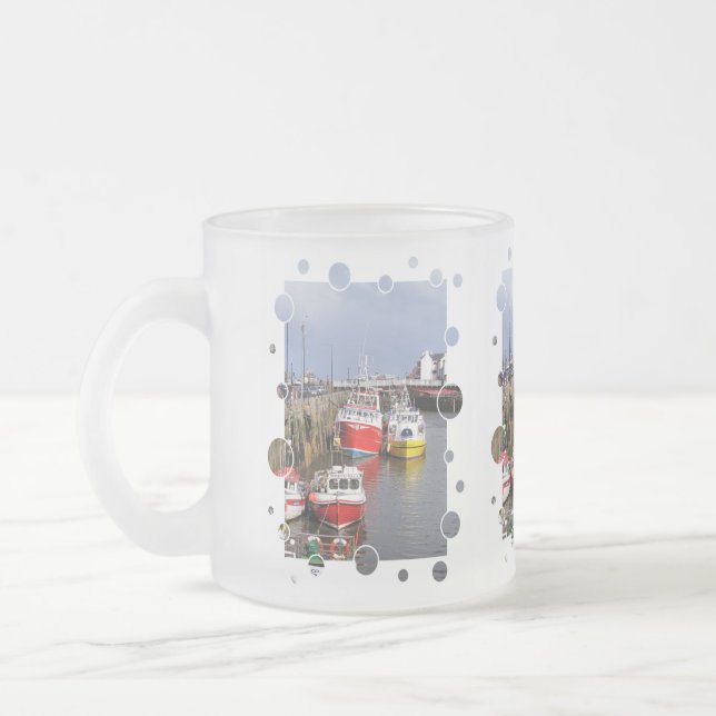 VIEWS OF ENGLAND FROSTED GLASS COFFEE MUG (Left)