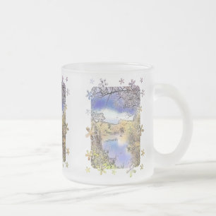 VIEWS OF ENGLAND FROSTED GLASS COFFEE MUG