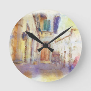 Views of Florence made in artistic watercolor Round Clock