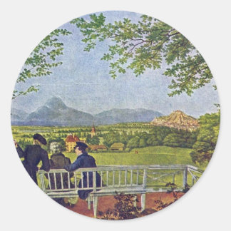 Views Of Salzburg By Julius Schnorr Von Carolsfeld Classic Round Sticker