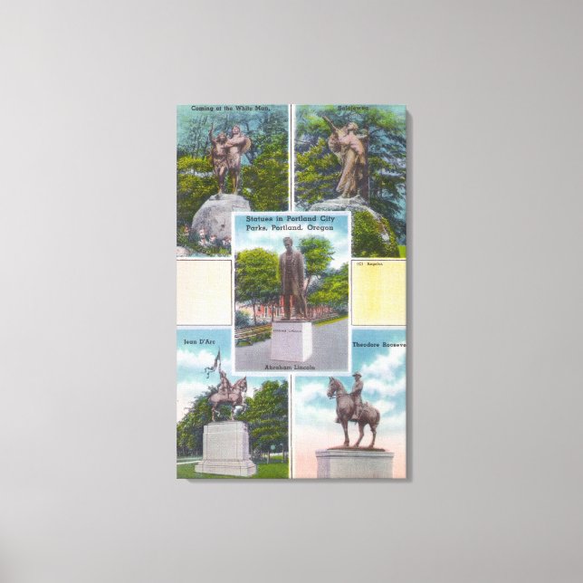 Views of Statues in Portland City Parks Canvas Print (Front)