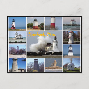 views of the Lighthouses on Lake Erie collage Postcard
