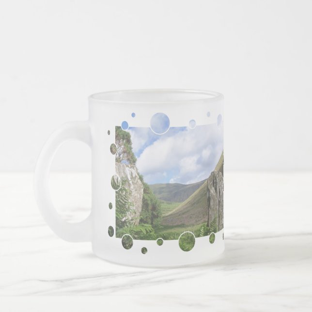VIEWS OF WALES FROSTED GLASS COFFEE MUG (Left)